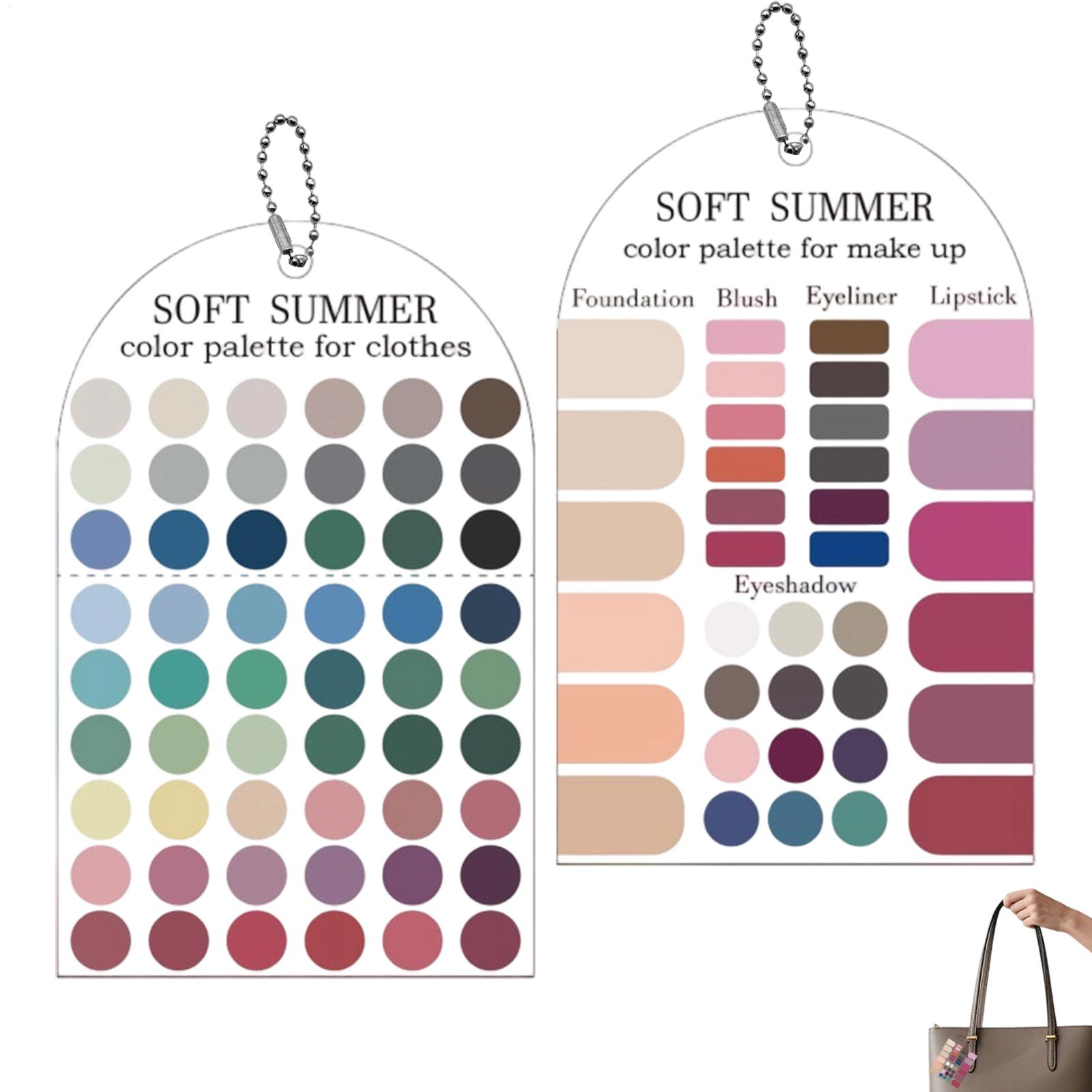Summer Clothing Guide - 2 個ソフトサマーカラーパレットカードアクリル季節別パレットカラーサンプルカードマッチングガイド衣類メイクアップ口紅用