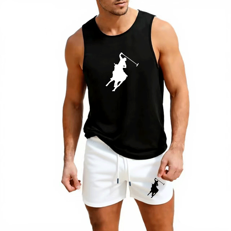 Summer Clothing Trend - ヨーロッパメンズサマーベスト＆ショーツセット 2ピース アウトドアジョギング アスレチックスポーツウェア ファッション トレンド