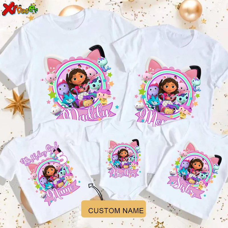 Summer Clothing For Babies - 女の子用誕生日Tシャツ パーソナライズされた名前入り プリンセス ファミリーお揃い衣装 パーティー 幼児用ベビーTシャツ