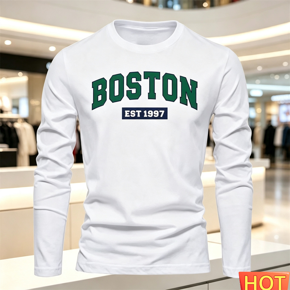 Summer Clothing Trend - 秋夏メンズ長袖 Tシャツレターパターンラウンドネック Tシャツ多用途 Tシャツファッション男性 y2k 服ルーズトップス
