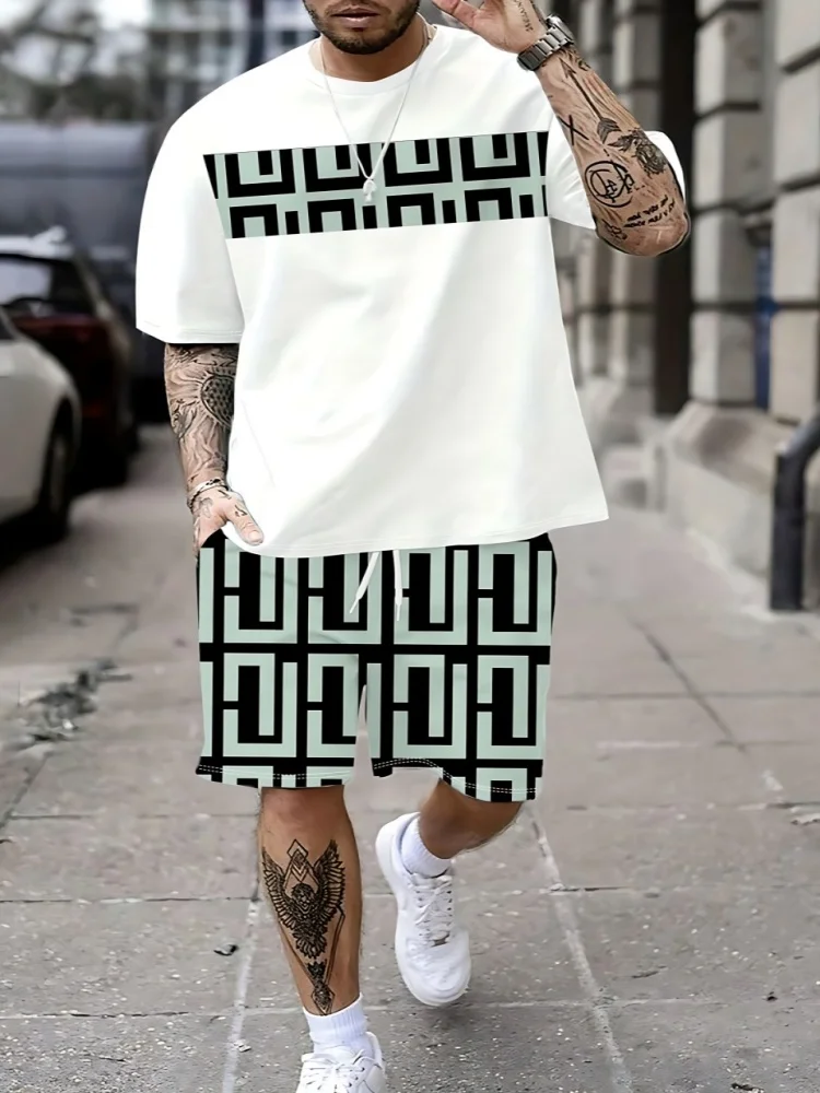 Summer Clothing Styles Men - 夏の新作メンズ半袖ショートパンツ、通気性とカジュアルファッションを兼ね備えた3Dプリント - ストリートウェアメンズ服