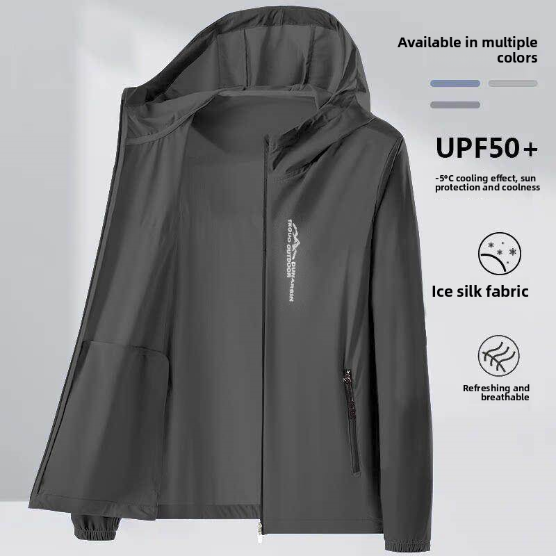 Summer Clothing Work - メンズ夏軽量通気性アイスシルク UV 保護帽子衣類釣り作業サイクリングフード付き日焼け止めスーツ
