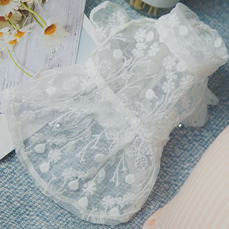 Xl Summer Clothing - 女の子のための白いレースのプリンセスドレス,犬と猫の服,ラウンドネック,小,中,チワワ,ペットスカートxl