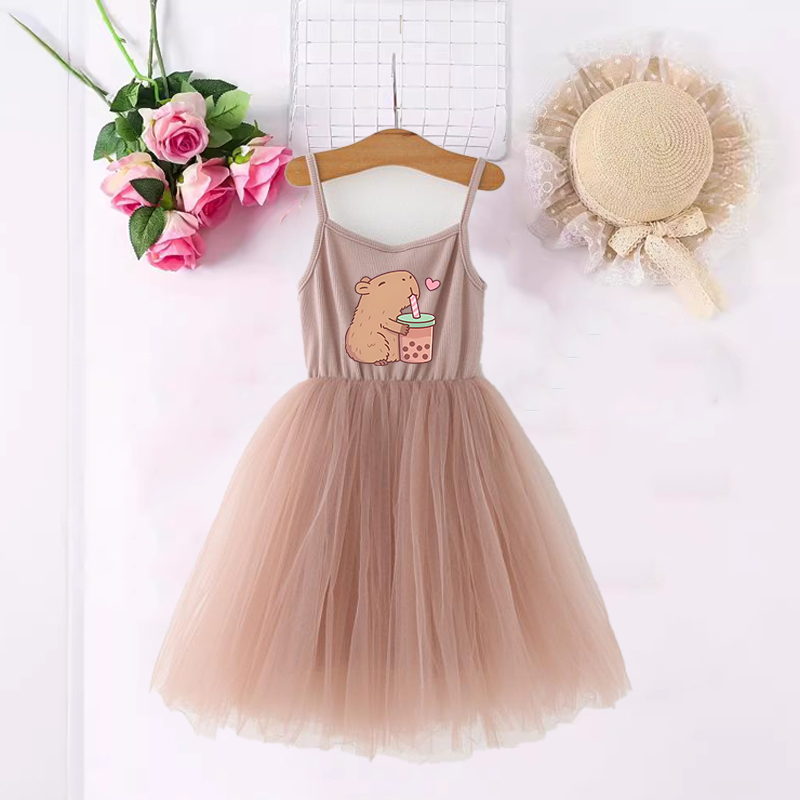 Summer Clothing For Babies - カピバラ女の子ドレスアニメプリントかわいい子供半袖ドレスファッション漫画夏ベビー子供服誕生日ギフト