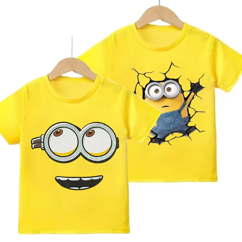Summer Clothing Teens - カートゥーンミニオン半袖Tシャツ 男の子 女の子 コットンTシャツ かわいいプリント 黄色