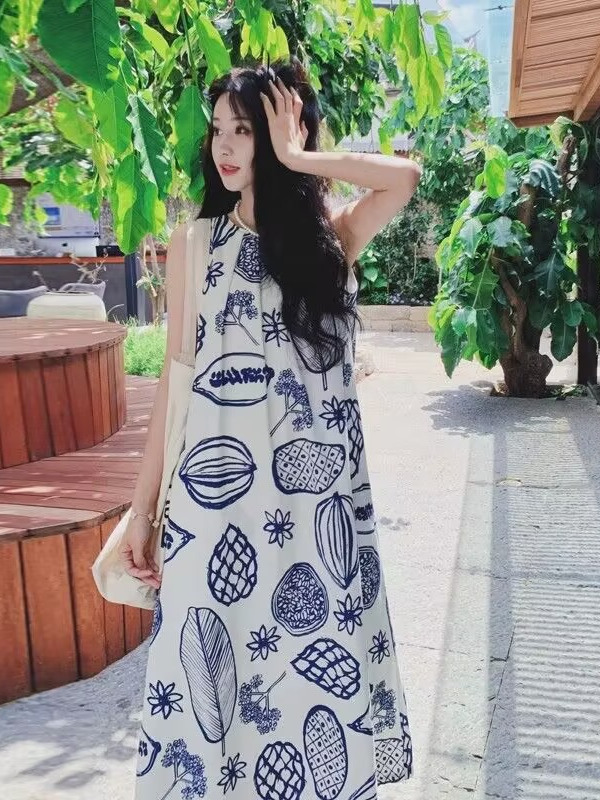 夏用ルーズAラインベストワンピース レディース 植物柄ノース - Summer Clothing Tagline のレビューと価格