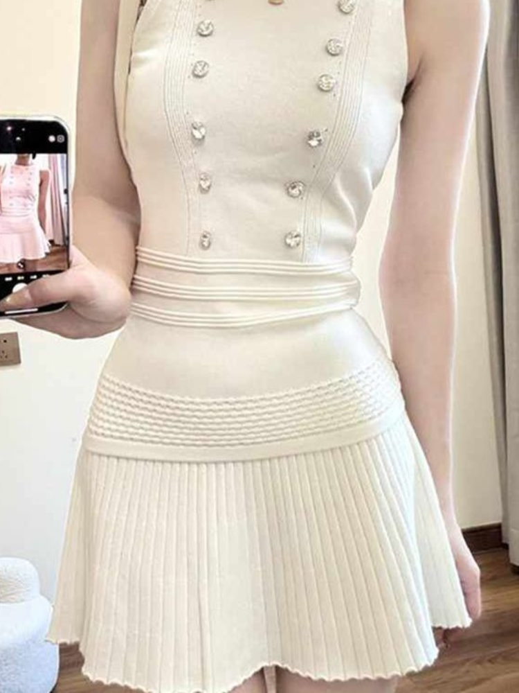 夏のプチフレンチジェントルスタイル、ホワイトネイルビーズトッ - Summer Clothing In French のレビューと価格