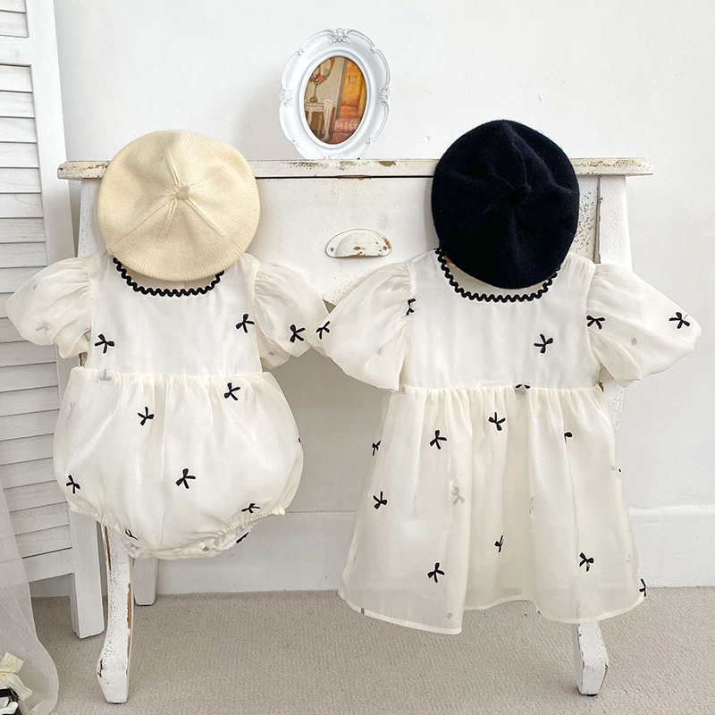キッズ姉妹服夏の女の赤ちゃんドレス幼児女の子かわいい弓ガーゼ - Summer Clothing For Babies のレビューと価格