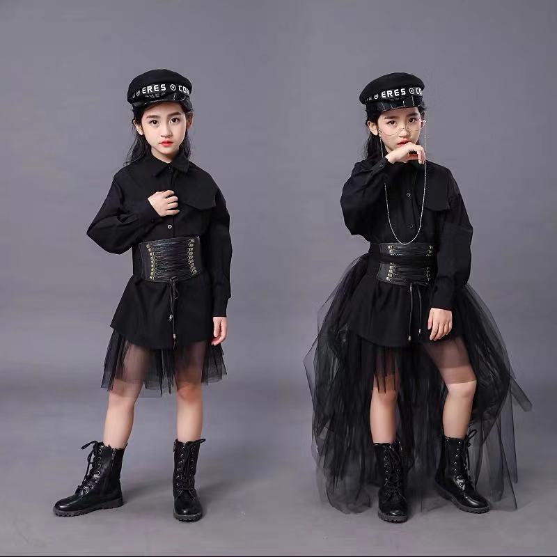 子供の黒のスーツ女の子モデル競争滑走路ファッションキャットウ - Summer Clothing For Girls のレビューと価格