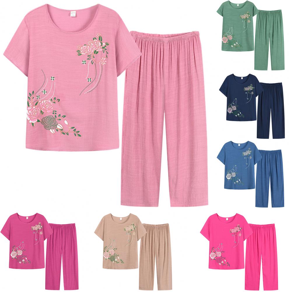 新着女性パジャマセットパジャマ女性綿プリントフラワーパジャマ - Xl Summer Clothing のレビューと価格