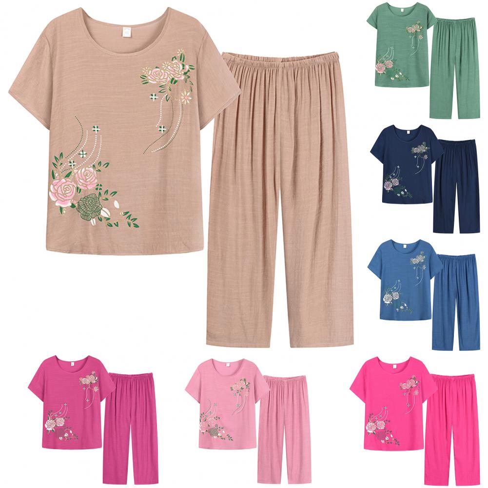 新着女性パジャマセットパジャマ女性綿プリントフラワーパジャマ - Xl Summer Clothing のレビューと価格