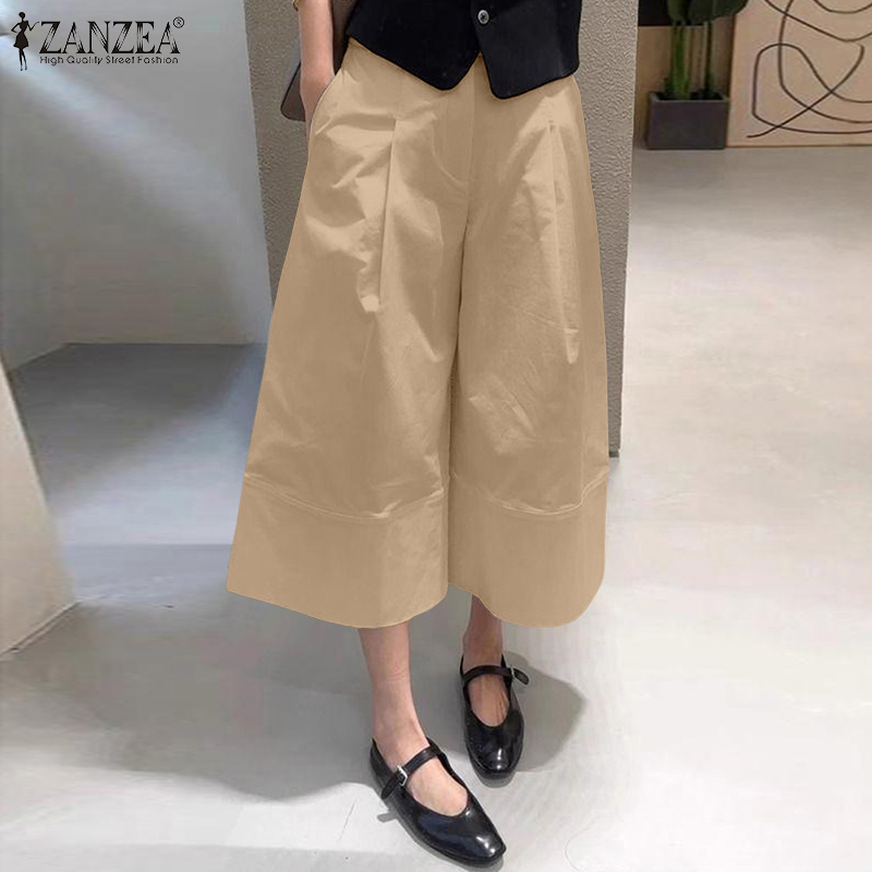 ZANZEA プラスサイズ 5XL 女性ワイドレッグカプリパ - Summer Clothing Work のレビューと価格