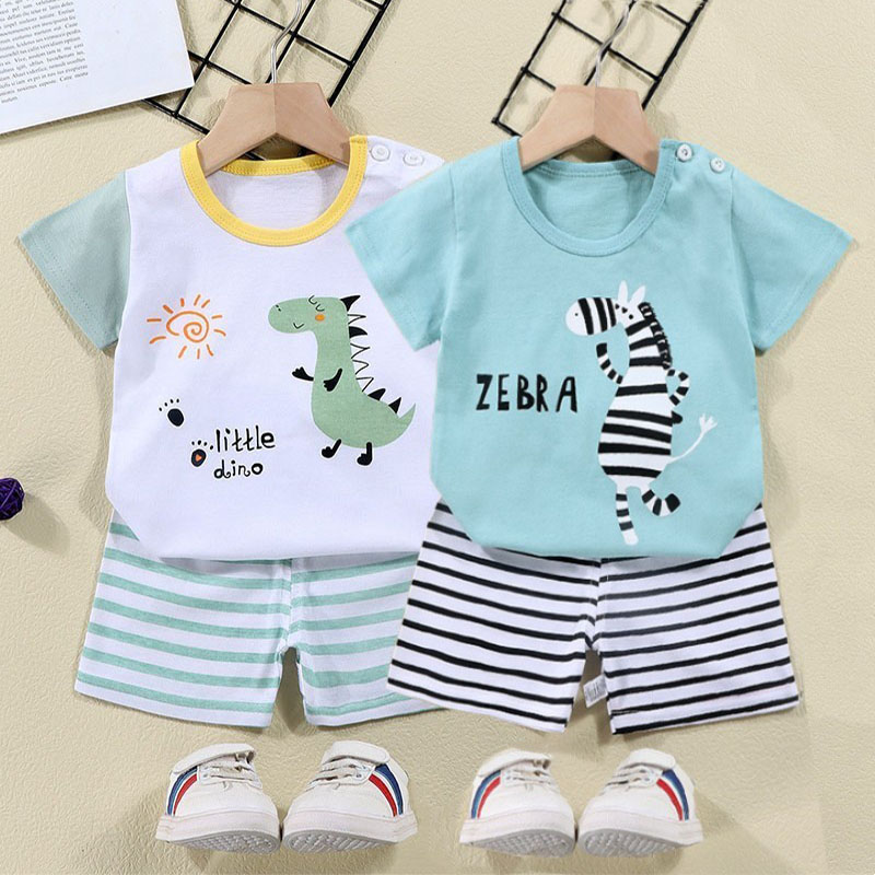 綿 Tシャツ + ショーツ 2 ピーストラックスーツセット子 - Summer Clothing For Babies のレビューと価格
