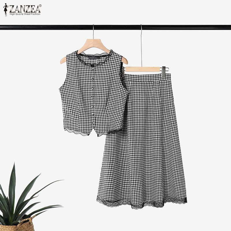 エレガントな女性 2 ピースセット ZANZEA 夏ノースリ - Summer Clothing Work のレビューと価格