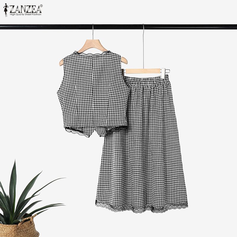 エレガントな女性 2 ピースセット ZANZEA 夏ノースリ - Summer Clothing Work のレビューと価格