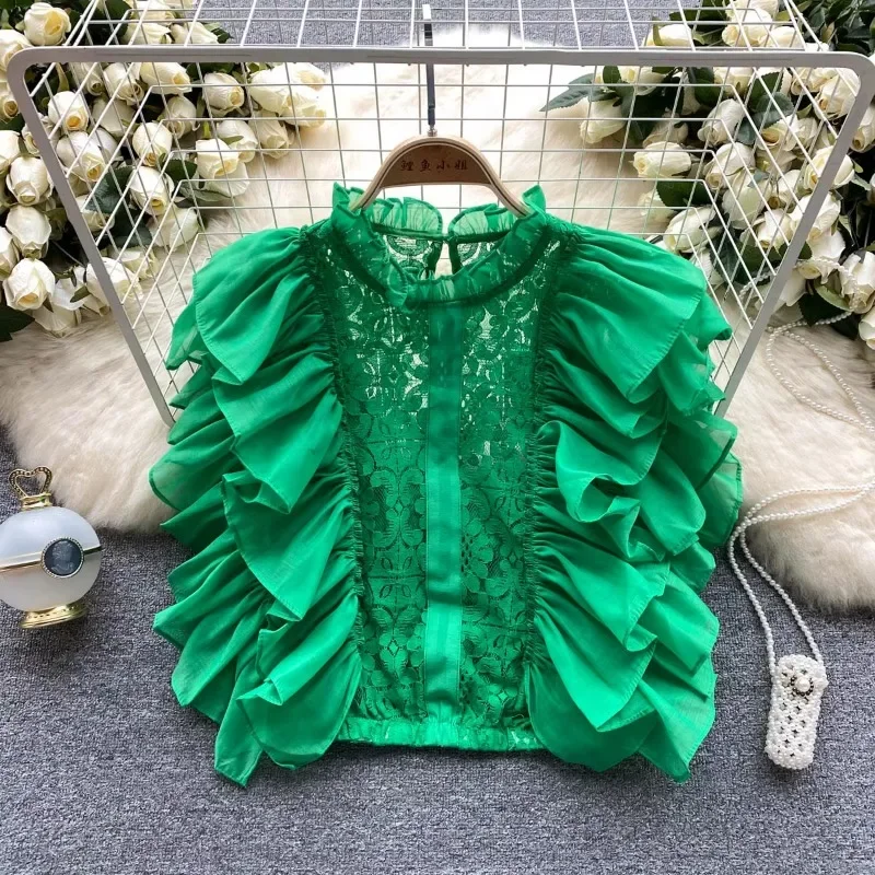 ヴィンテージ風エレガントレース花びらスリーブブラウス フレン - Summer Clothing In French のレビューと価格