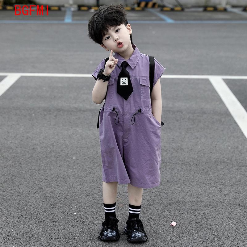 キッズサマーショーツオーバーオールカプリボーイズパープルパン - Summer Clothing For Babies のレビューと価格