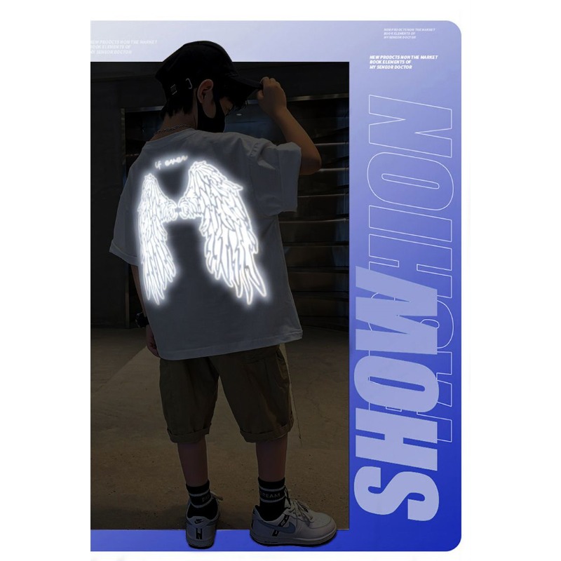 若者反射翼 Tシャツ綿半袖 Tシャツルーズフィット夏トップテ - Summer Clothing Teens のレビューと価格