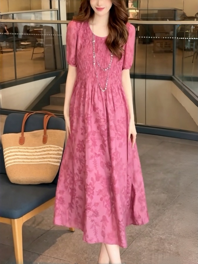 エレガントなAラインワンピース、モノグラム刺繍クリップタグ、 - Summer Clothing Tagline のレビューと価格
