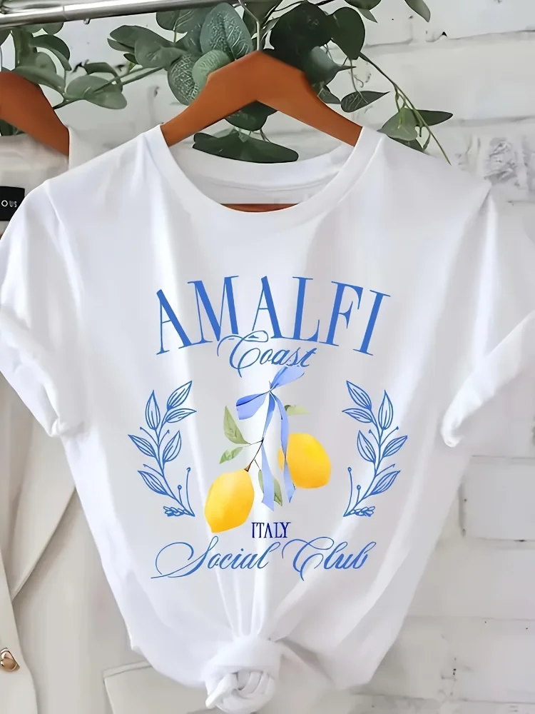 レモンプリント Tシャツ 半袖 クルーネック カジュアルトッ - Summer Clothing Aesthetic のレビューと価格