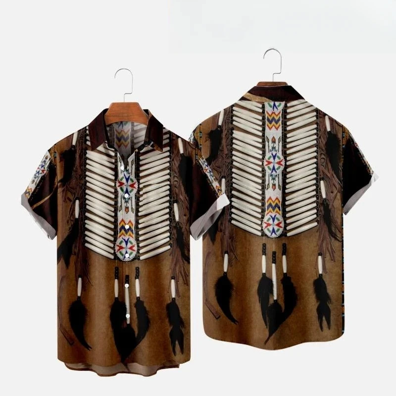 インドエスニックスタイル 3D プリントビーチシャツ男性女性 - Indian Summer Vintage Clothing のレビューと価格