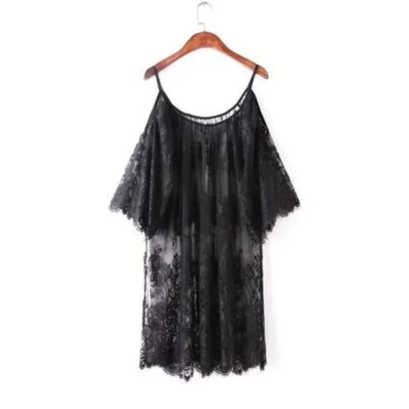 ブラックホワイトオフショルダーレースナイトガウン女性のセクシ - Xl Summer Clothing のレビューと価格