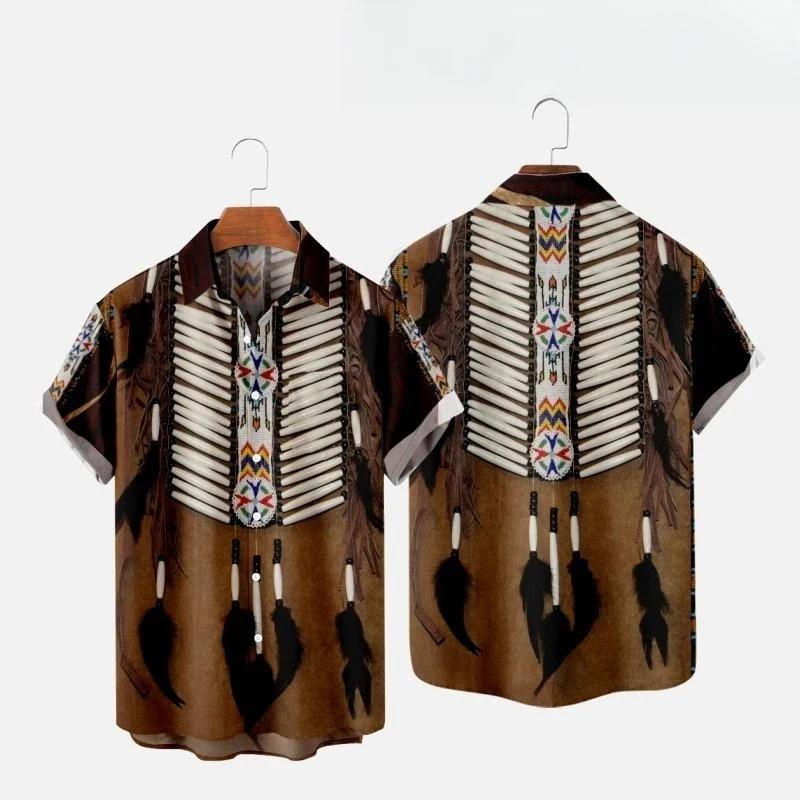 インドエスニックスタイル 3D プリントビーチシャツ男性女性 - Indian Summer Vintage Clothing のレビューと価格