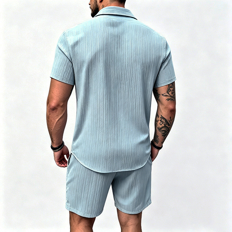 2026年新作 メンズ 縦型シワ加工ラペル半袖シャツ＆ショー - Summer Clothing Trend のレビューと価格