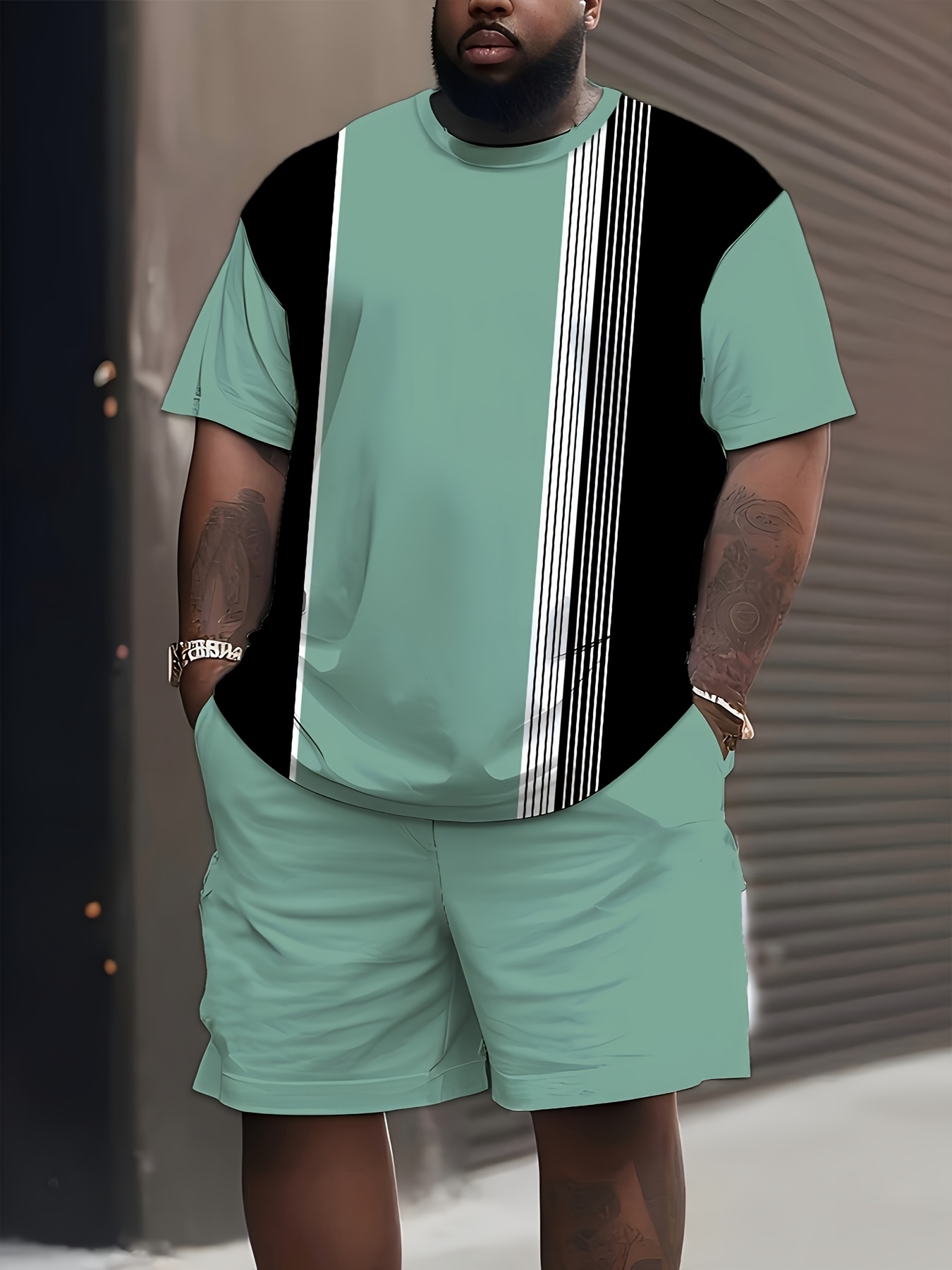 夏用大きいサイズメンズ服3Dプリント半袖トップス＆ショーツ2 - Summer Clothing Styles Men のレビューと価格