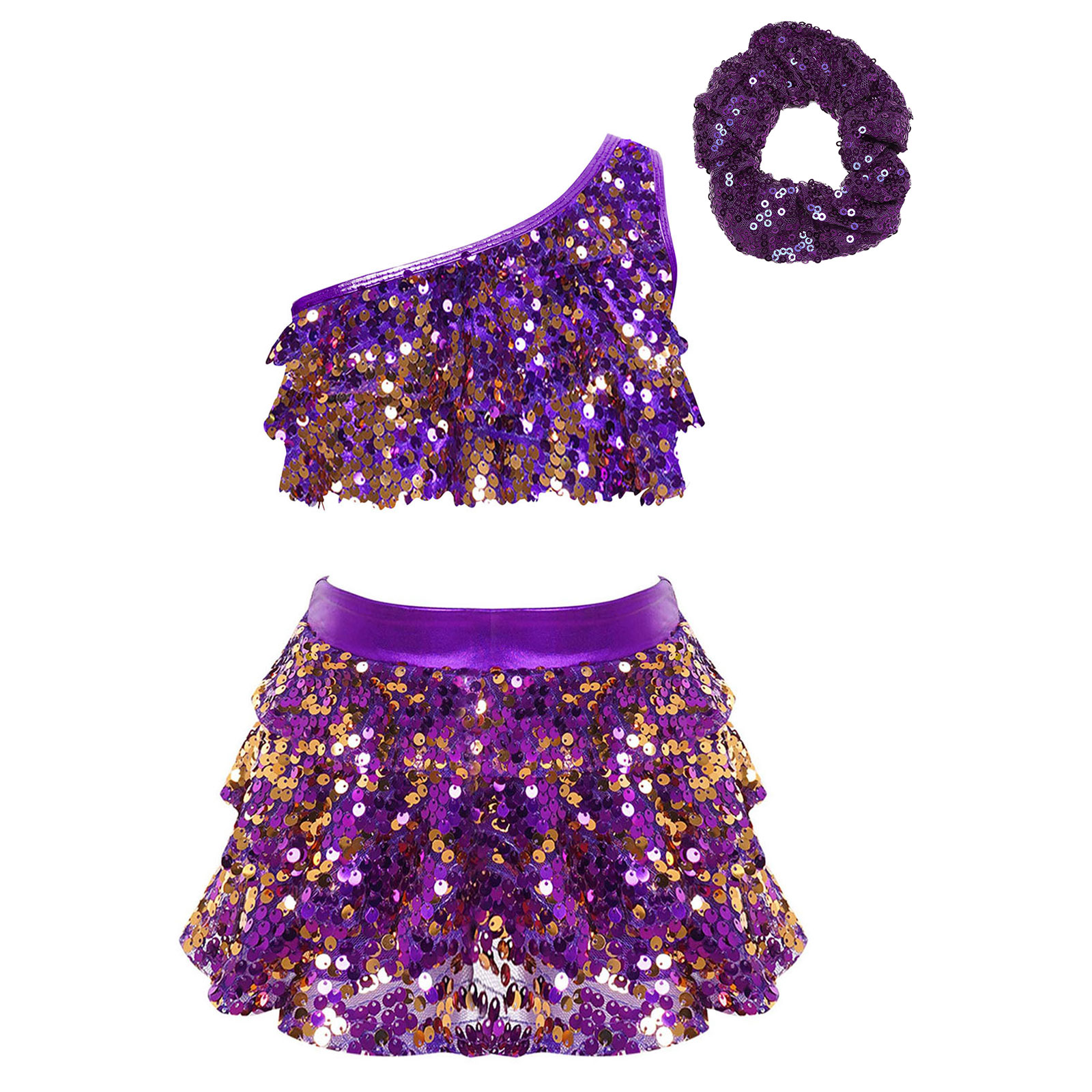 キッズガールズ光沢のあるスパンコールラテンジャズダンス衣装パ - Summer Clothing For Girls のレビューと価格