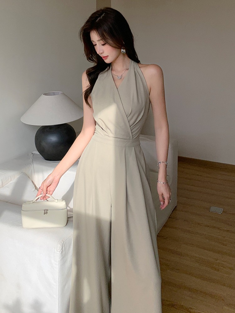 フランスのエレガントなノースリーブジャンプスーツ、女性用Vネ - Summer Clothing In French のレビューと価格