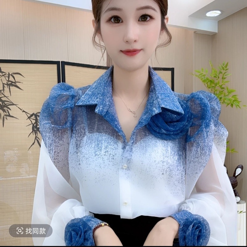 グラデーションカラーシャツ女性フレンチサマーファッション新し - Summer Clothing In French のレビューと価格